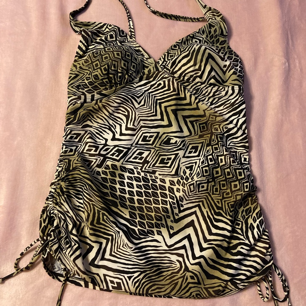 EUC~Croft & Barrow Brown Animal Print Tankini~Size 14 (Runs Small)~Top Only